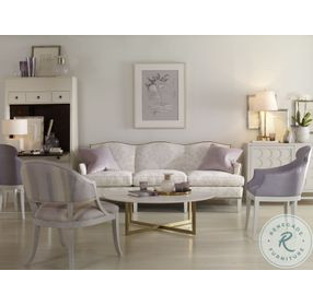 Nest White Honed Stone And Matte Brass Small Round Cocktail Table