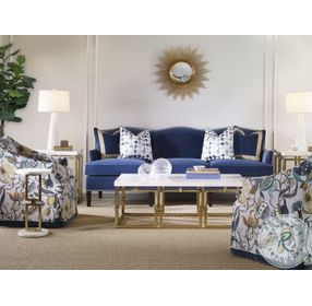 Links Inlaid Crystal Stone And Antique Brass Small Cocktail Table