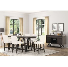 High Line White Upholstered Counter Height Chair Set of 2