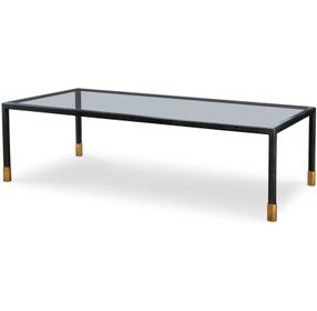 Jennings Black and Gold Rectangular Glass Top Cocktail Table