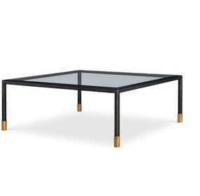 Jennings Black and Gold Square Glass Top Cocktail Table