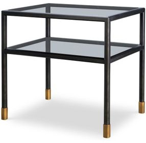Jennings Black and Gold Rectangular Glass Top Side Table