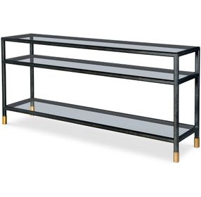 Jennings Black and Gold 68" Glass Top Console Table