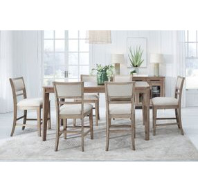 Highridge Medium Brown Rectangular Counter Height Dining Room Set
