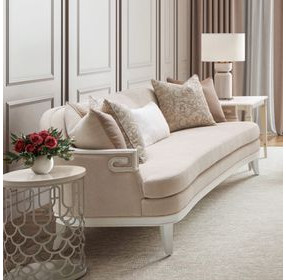 La Marisia Tranquil and Creamy Pearl Chenille 72" Loveseat