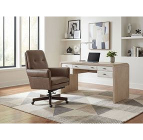 Lenia Rich Brown Leather Upholstered Swivel Tilt Executive Chair