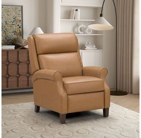 Amber Santa Fe Brandy Leather Push Thru The Arms Recliner