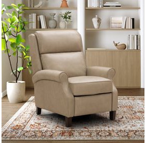 Amber Cashmere Stone Leather Push Thru The Arms Recliner