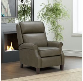 Amber Oasis Olive Leather Dual Power Recliner with Power Headrest and USB Charging