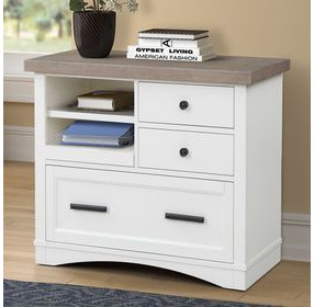 Americana Modern Cotton Functional File Cabinet With Power Center