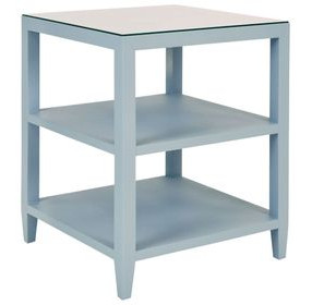 Amie Light Blue Square Glass Top Side Table