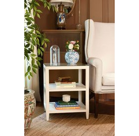 Amie White Square Glass Top Side Table