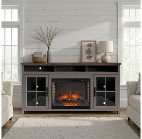 Avalon Sandstone and Whiskey 74" TV Stand with Fireplace