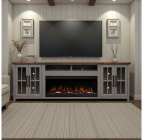 Avalon Sandstone and Whiskey 97" TV Stand with Fireplace