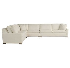 Anna Henequen Ivory Performance Fabric 4 Piece Modular Sectional with Pillows