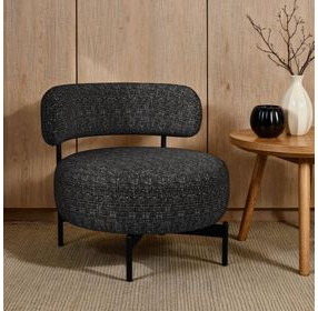 Rita Black Upholstered Swivel Chair