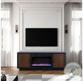 Aria Black And Walnut 66" Fireplace TV Stand