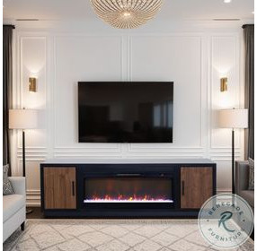 Aria Black And Walnut 83" Fireplace TV Stand