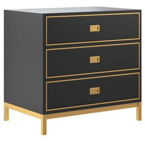 Boulevard Raven Black and Gold 3 Drawer Nightstand