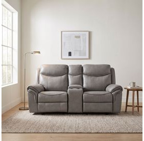 Aram Gray Glider Reclining Loveseat With Console