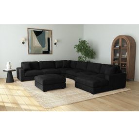 Mesa Black Upholstered Square Modular Ottoman