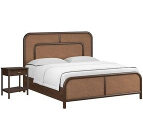 Verge Handcrafted Walnut Woven Panel Bedroom Set