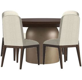Verge Handcrafted Walnut and Bronze Metallic Extendable Round Dining Room Set