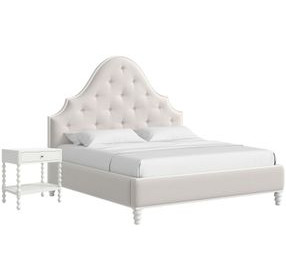 Haven Warm White and Ivory Upholstered Panel Bedroom Set