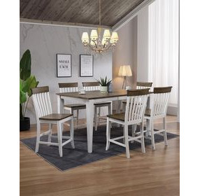 Ashford White and Brown Rectangular Extendable Counter Height Dining Room Set
