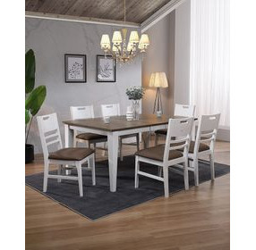 Ashford White and Brown Rectangular Extendable Dining Room Set