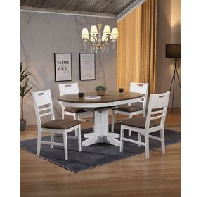 Ashford White and Brown Round Extendable Dining Room Set