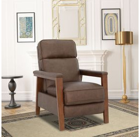 Ashland Oasis Walnut Leather Push Thru The Arms Recliner