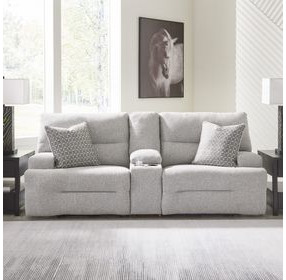 Acklen Place Pewter Performance Fabric 3 Piece Modular 97" Power Reclining Sectional with Console and USB Charging