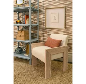 Astor Beige and White Performance Fabric Accent Chair