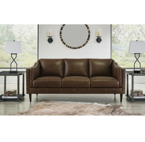 Brighton Bomber Tan 81" Leather Sofa