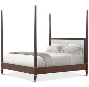 Alexa Hampton Cambridge and Cream Queen Upholstered Poster Bed