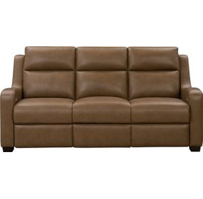 Ayden Hillwood Toffee Leather Power Reclining Living Room Set with Power Lumbar and USB Charging