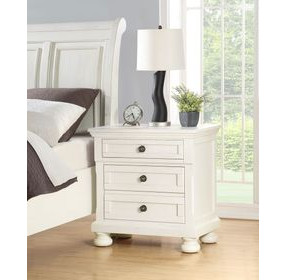 B01163 White 3 Drawer Nightstand with USB Charging