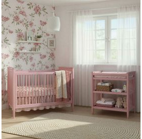 Modern Nursery Pink Convertible Crib