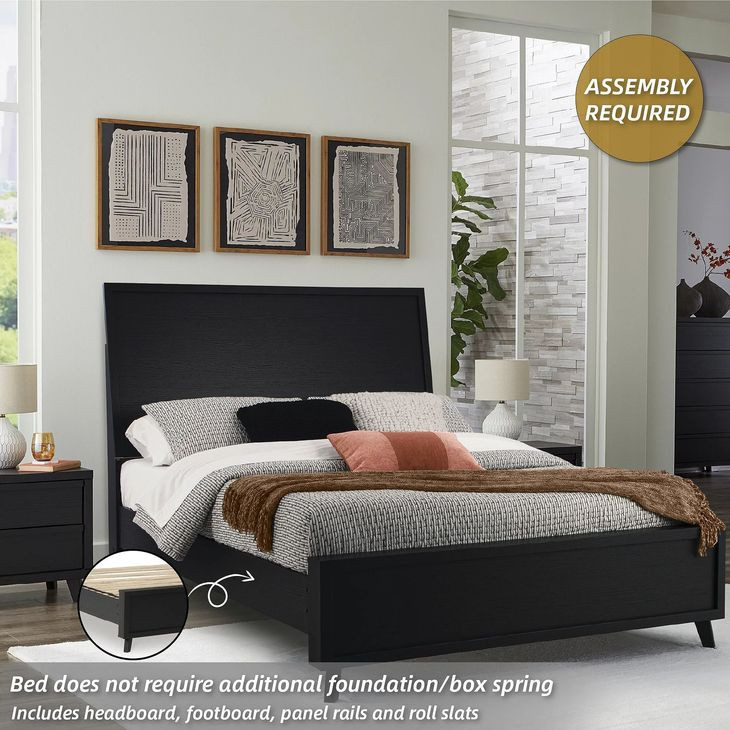 Danziar Black Queen Panel Bed