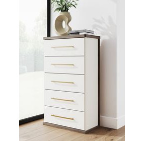 Nendalane Brown and White 5 Drawer Chest