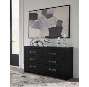 Raechalla Matte Black 6 Drawer Dresser