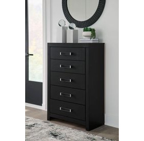 Raechalla Matte Black 5 Drawer Chest