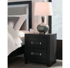 Raechalla Matte Black 2 Drawer Nightstand