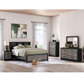 Ryderton Black and Gray Queen Panel Bookcase Bed