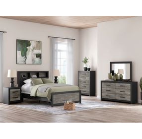 Ryderton Black and Gray Full Panel Bookcase Bed