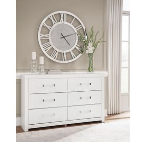Raechalla Matte White 6 Drawer Dresser