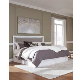 Marzoni White and Gray King Upholstered Panel Headboard and LED