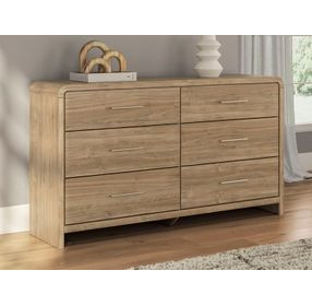 Dayella Warm Natural Brown 6 Drawer Dresser