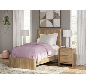 Dayella Warm Natural Brown Twin Panel Bed